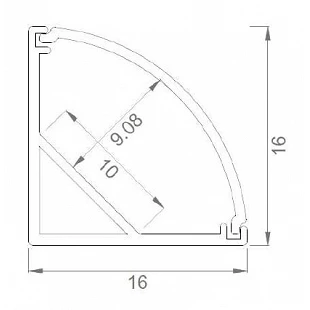 profil d'angle pour ruban led éclairage à 45° 16x16mm pour bande LED de 10mm